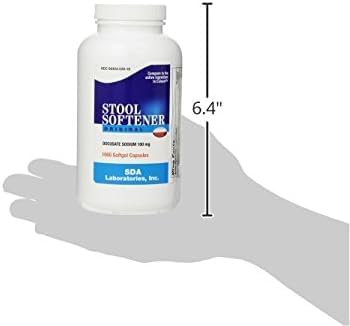 SDA Laboratories Docusate Sodium 100 mg Stool Softener, Fast-Acting Relief from Occasional Constipation for Easier Bowel Movements, 1000 Softgels (1 Pack)