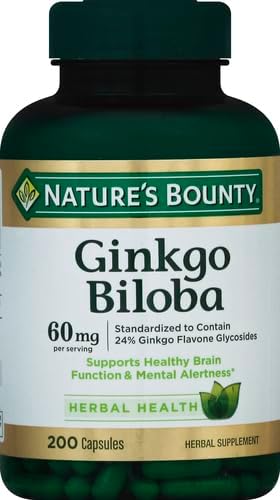 Nature's Bounty Ginkgo Biloba 60 Mg, 200 Capsules (17243) (Pack of 2)