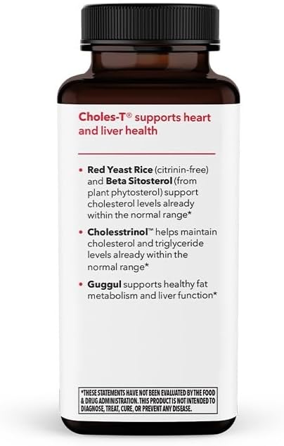 Choles-T - Cholesterol Support Supplement - Promotes Healthy Heart & Liver Function - Maintains Normal Levels - Red Yeast Rice, CoQ10, Guggul & Phytosterols - 90 Capsules