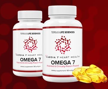 Cardia 7 Heart Health Omega 7 - Containing Patented Provinal Purified Omega 7 Fatty Acids - No Fish Taste or Burp-Back - 30ct Soft Gels