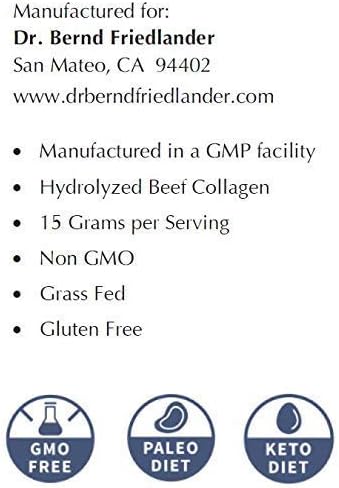 Non GMO •Grass fed• Made in The USA • Gluten Free • Dr. Friedlander's Collagen peptides