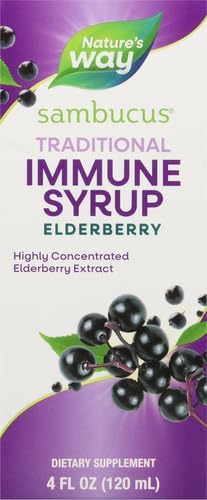 Nature’s Way Sambucus Elderberry Traditional Immune Syrup, Highly Concentrated Black Elderberry Extract, Traditional Immune Support*, Delicious Berry Flavored, 4 Fl Oz