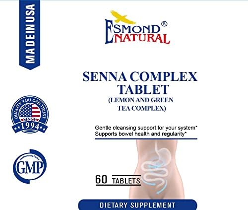 (5 Pack) Esmond Natural: Senna Complex Tablet - Lemon & Green Tea (Bowl Health, Cleansing & Regularity), GMP, Natural Product Assn Certified, Made in USA - 620mg, 300 Tablets