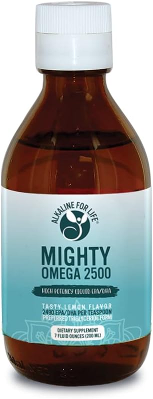 Mighty Omega 2500 Potent Omega 3 Supplement - 2500 MG EPA DHA Per Teaspoon - High Dose Omega's 3 Fish Oil - South Pacific Anchovy Sourced - Triglyceride Omegas 3 Fatty Acid Supplement