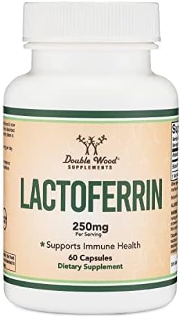 Lactoferrin 250mg per Serving (60 Capsules) Patented Bioferrin Lactoferrin - Superior Iron Supplement for Iron Deficiency and Immune Support by Double Wood Supplements