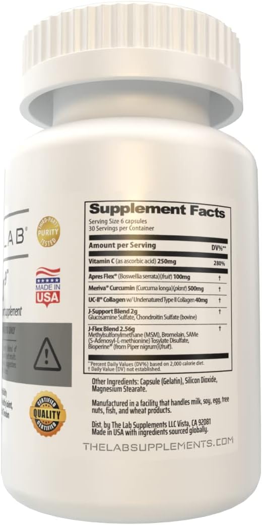 J-FLEX9 Advanced Joint Health Supplement + Cartilage Support & Tendon Function | Synergy of 9 Ingredients Including Chondroitin, Glucosamine, MSM, Curcumin, Boswellia Serrata, Collagen. Made in USA.