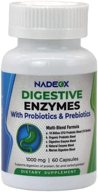 Digestive ENZYMES 1000MG + Prebiotics and Probiotics for Women and Men - 60 Capsules