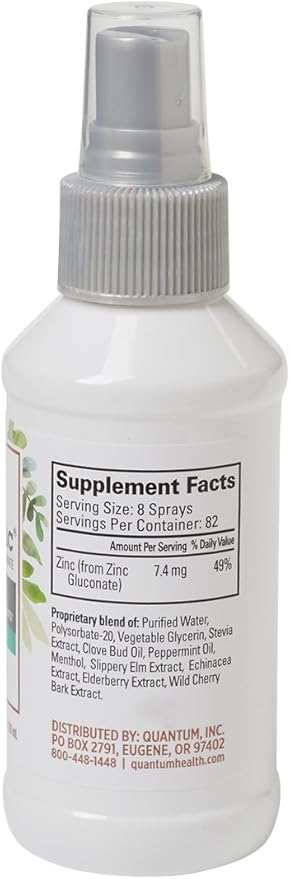 Quantum Health TheraZinc Oral Spray, Zinc Immune Support For Adults and Kids, Provides Throat Relief in a Soothing Liquid Zinc Spray, 4 Oz.