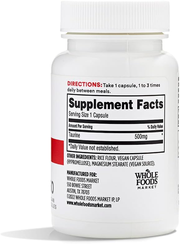 365 by Whole Foods Market, Taurine 500mg, 60 Count (Pack of 2)