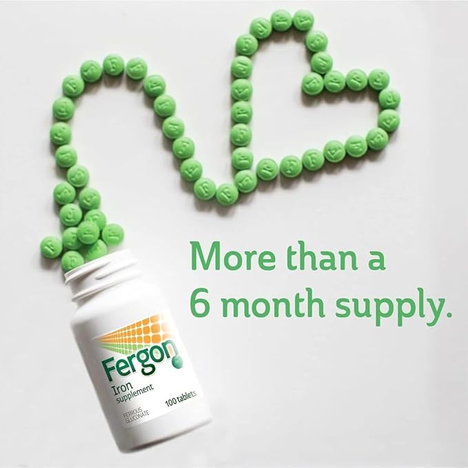 Fergon High Potency Iron Highly Soluble & Easily Digested, 27 mg Iron, 100 Tablets