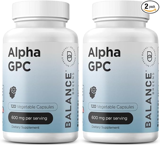 Alpha GPC Choline Supplement 600mg, 120 Veg Capsules - Advanced Memory Formula, Nootropic Brain Support (Pack of 2)