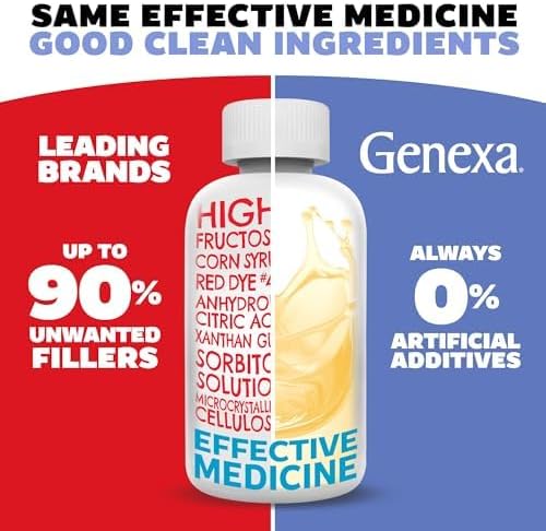Genexa Kids' Clean Cough Medicine & Honey Cough Syrup, Pain & Fever Reducer Value 4-Pack, Dye Free, 0% Artificial Additives, Cough Care for Children, Fever & Pain Reliever, 16 fl oz (4 Bottles)