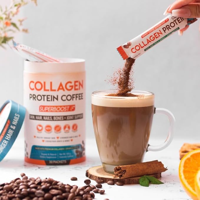 Collagen Protein Coffee Peptides Powder – for Better Focus, Energy, Digestion, Bloating & Immunity for Women & Men | Supports Glowing Skin, Hair, Nail, Skin, Bone & Joint Health | 30 Servings