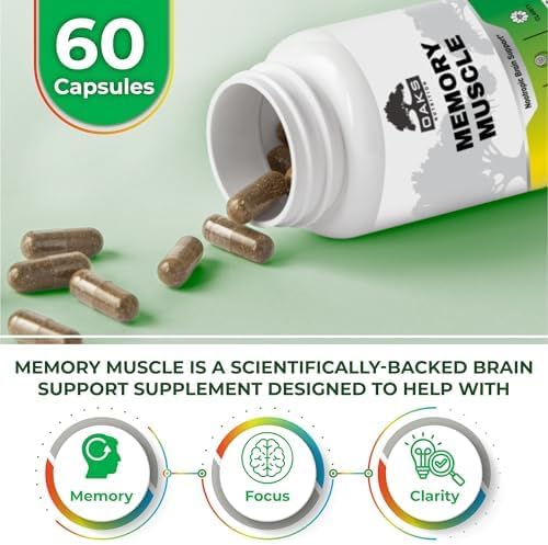Memory Muscle - Premium Memory Support Supplement with Nootropics for Enhanced Focus & Mental Clarity - Featuring B12 for an Added Energy Boost