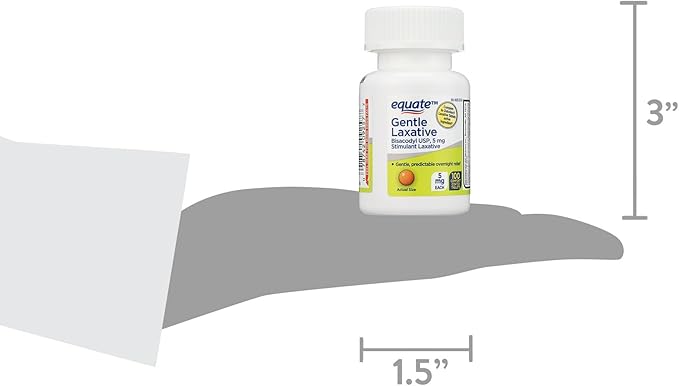 Bisacodyl 5mg Tablets- Equate Gentle Laxative for Constipation 100ct for Daily Use (Pack of 2), Boxed by Fusion Shop Store