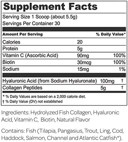 Marine Collagen Beauty Blend - Hydrolyzed Collagen Protein Powder, Hyaluronic Acid, Biotin, Vitamin C | Hair, Skin, Nail Supplement for Women (30 Servings)