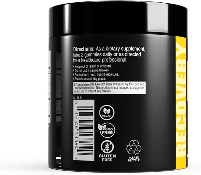 Post-Workout Gummies, Recovery Accelerator, Support Muscle Recovery & Joint Health, Essential Amino Acids, with Ashwagandha & Curcumin, BCAAs, Citrus Flavor, 60 Gummies, 30 Servings