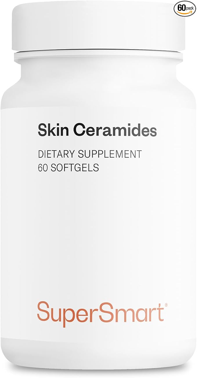 Supersmart - Skin Ceramides - with Zinc - Powerful Skin Hydration, Protection & Care Supplement | Non-GMO - 60 Softgels