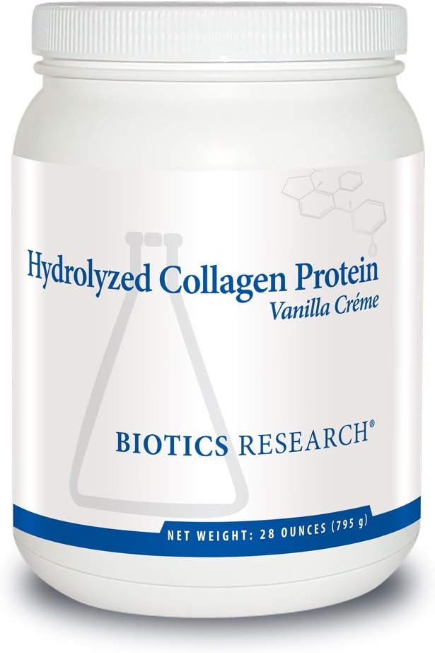 Biotics Reseach HYDROLYZED Collagen Protein Vanilla CRÈME Dairy-Free Collagen Protein Powder from Bone Broth, 21g Protein, Non-GMO, Gluten Free, Easily Digested, Delicious Vanilla Crème Flavor. 28 oz