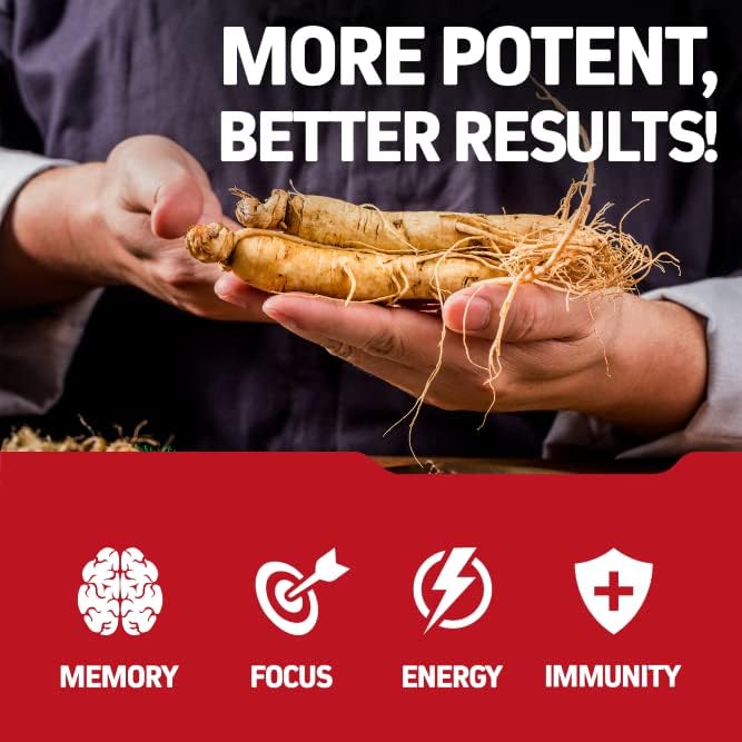 Korean Red Panax Ginseng 1500mg - High Potency Ginseng for Energy, Performance & Immune Support for Men & Women - Pure Ceylon Cinnamon Capsules for Enhanced Well-Being - 1500mg per Serving