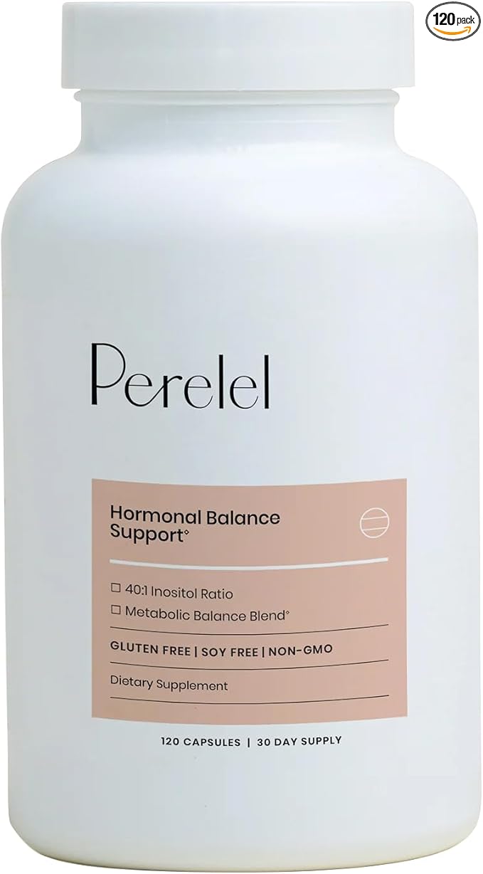 Perelel Hormone Balance Support, Womens Inositol Supplement with Berberine, Myo & D Chiro Inositol, Alpha Lipoic Acid, & Dim to Support Female Health, Soy, Dairy & Gluten Free, Non GMO, 120 Capsules