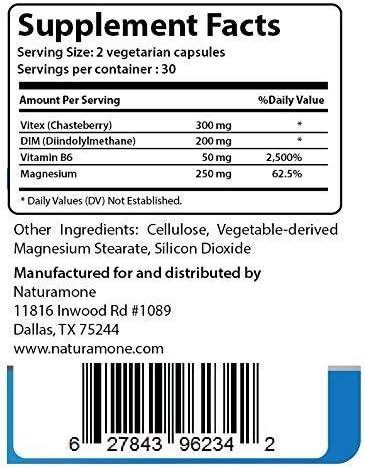 Estrogen Balance with Vitex & DIM for Women by Naturamone - for PMS Relief, Hormonal Acne, Estrogen Imbalance, Irregular Periods and PMDD - 60 Capsules