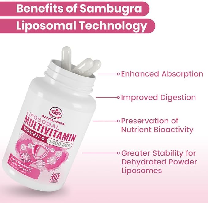 Liposomal Multivitamin for Women 1400MG - Womens Daily Multi Vitamins Supplements with Iron, Vitamin A, C, D, E and B Complex for Immune Health, Hair & Skin Support for Women 18+,120 Vegan Capsules