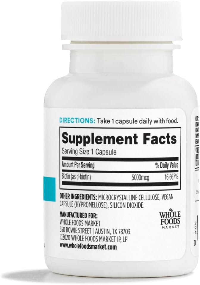 365 by Whole Foods Market, High-Potency Biotin 5000mcg, Vegan, 60 Count