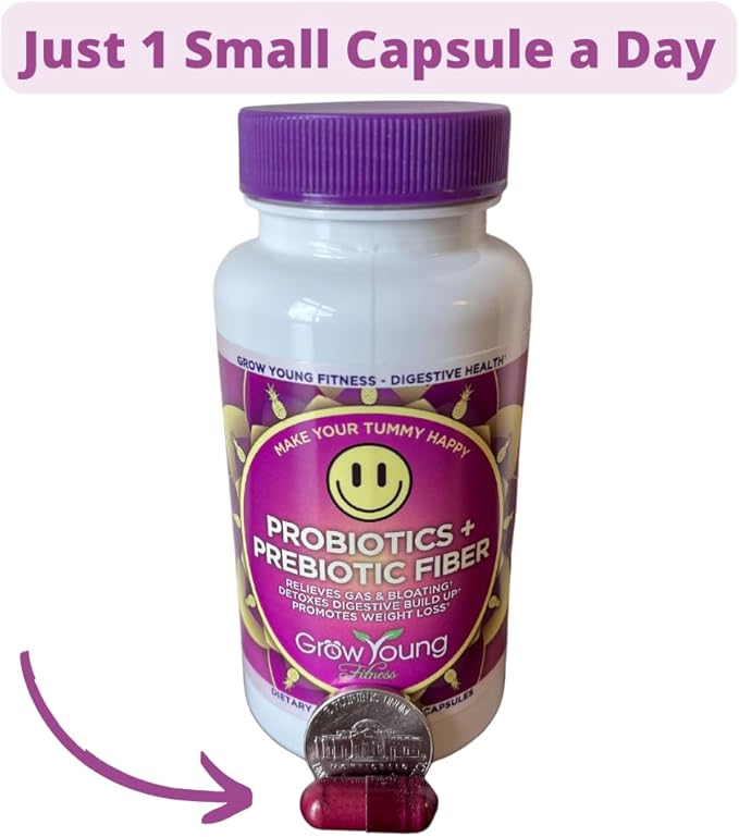 Grow Young Fitness Daily Probiotic + Prebiotic Fiber Supplement, Supports Digestive Health (1 Pack, 30 Servings)