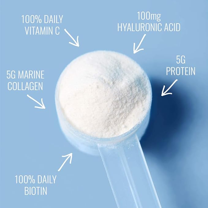 Marine Collagen Beauty Blend - Hydrolyzed Collagen Protein Powder, Hyaluronic Acid, Biotin, Vitamin C | Hair, Skin, Nail Supplement for Women (30 Servings)