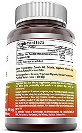 Amazing Formulas Red Yeast Rice 600 Mg Plus Co Q-10 50 Mg 120 Vegetarian Capsules