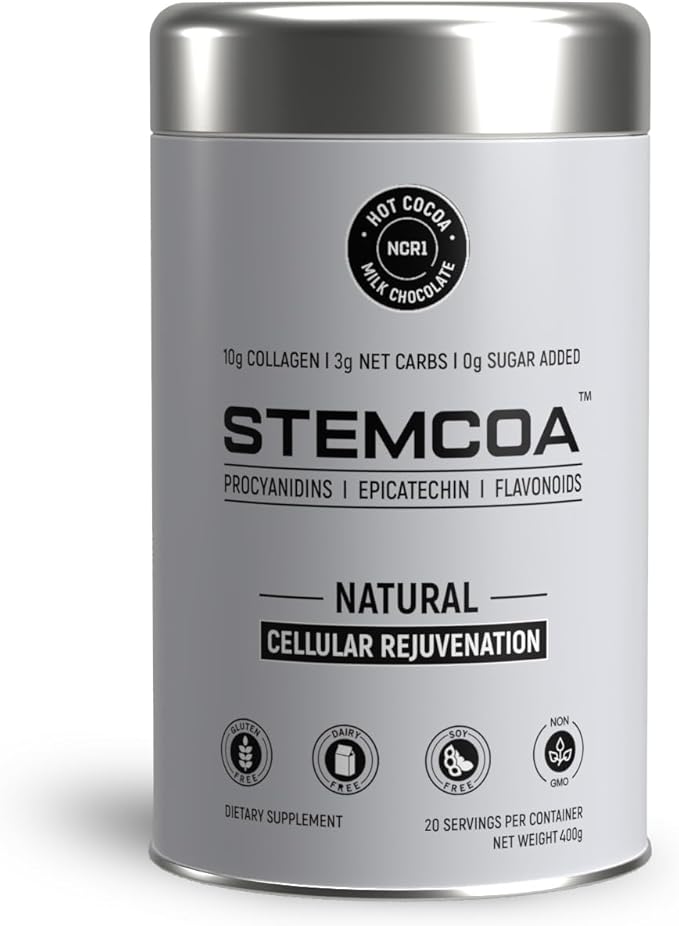 NCR1 - Natural Cellular Renewal & Rejuvenation, Milk Chocolate Flavor, Hydrolyzed Bovine Collagen Powder with Cocoa & Resveratrol, Non-GMO, Gluten Free & Keto Diets
