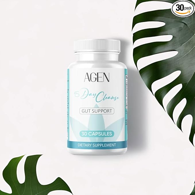 AGEN |15 Day Cleanse - Gut and Colon Support - Advanced Gut Cleanse Detox for Women & Men with Senna, Cascara Sagrada & Psyllium Husk - Non-GMO - Made in USA - 30 Capsules - TikTok