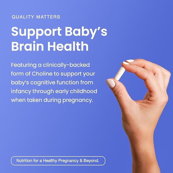 Choline Supplements 550mg | Supports Baby’s Brain Development & Cognitive Function During Pregnancy & Metabolism | Ultra Pure Natal VitaCholine®, Prenatal Choline Bitartrate | 120 Vegan Capsules