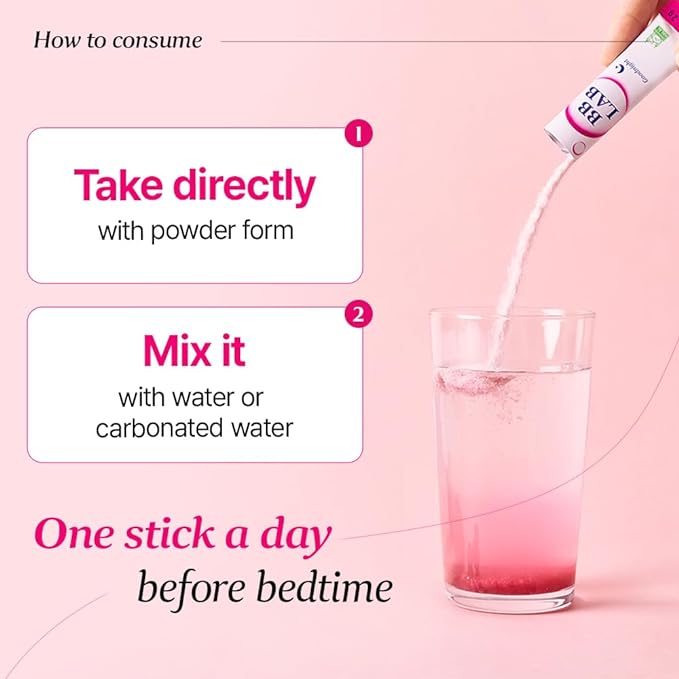 BB LAB Good Night Low Molecular Collagen Powder Stick Supplement, Halal Certified, Korean Marine Collagen, Fish Collagen Peptides, Vitamin C, Glycine, Fast Absorption, Mix Berry Flavor