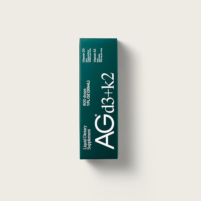 AG1 Vitamin D3 K2 Drops, 1000IU of Vitamin D3 and 100mcg of K2 per Serving, Supports Bone Density and Calcium Absorption (Athletic Greens)