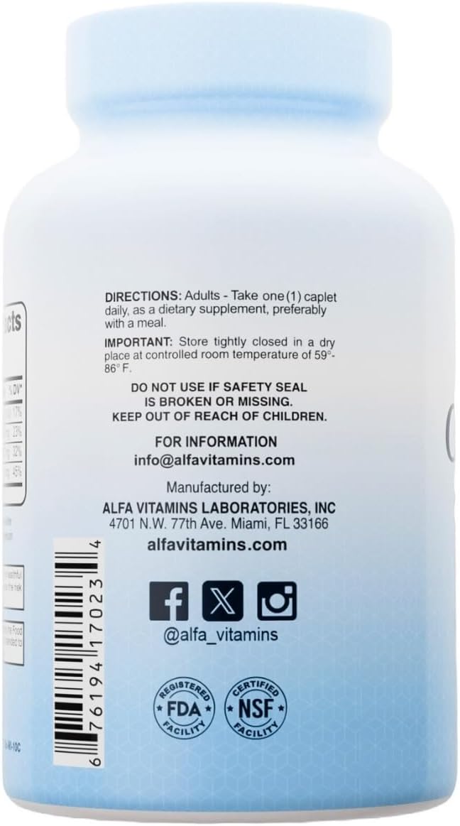 ALFA VITAMINS Calcium, Magnesium, Zinc Plus Vitamin D3, Supports Bone Health, Immune Function & Energy Production, 300mg Calcium, 133mg Magnesium, 5mg Zinc, 133 IU Vitamin D3, 100 Tablets