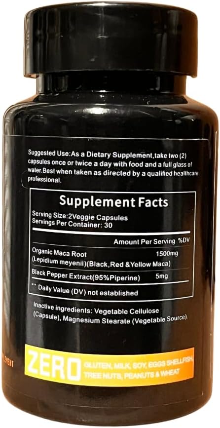 ibrar's Maca Capsules, 1500mg Extra Strength, Black, Red & Yellow Maca Root, 60 Veggie Capsules