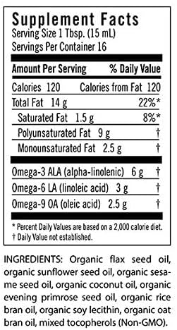 Flora - Udo's Choice Omega 369 Oil Blend, Made with Organic Flax, Sesame & Sunflower Seed Oils, Plant-Based Vegan Omega Fatty Acids, Based on Ideal 2:1:1 Ratio, 8.5-fl. oz. Glass Bottle