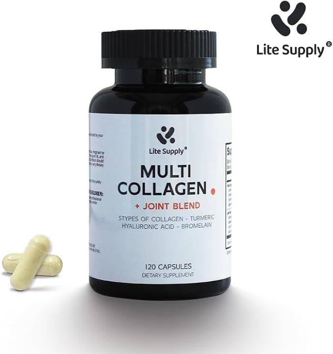 Multi Collagen Complex - 120 Capsules for Men and Women with Type I, II, III, V, X - Hydrolyzed Collagen Peptides, Turmeric Extract Ginger Extract Hyaluronic Acid for Bone and Joint Support Hair Skin