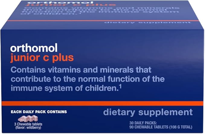 Orthomol Immun Junior C Plus, Kid's Multivitamin, Wildberry Flavor, 30-Day Supply