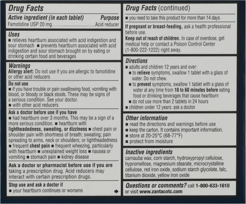 Zantac 360 Maximum Strength Tablets, 8 Count, Heartburn Prevention and Relief, 20 mg Tablets