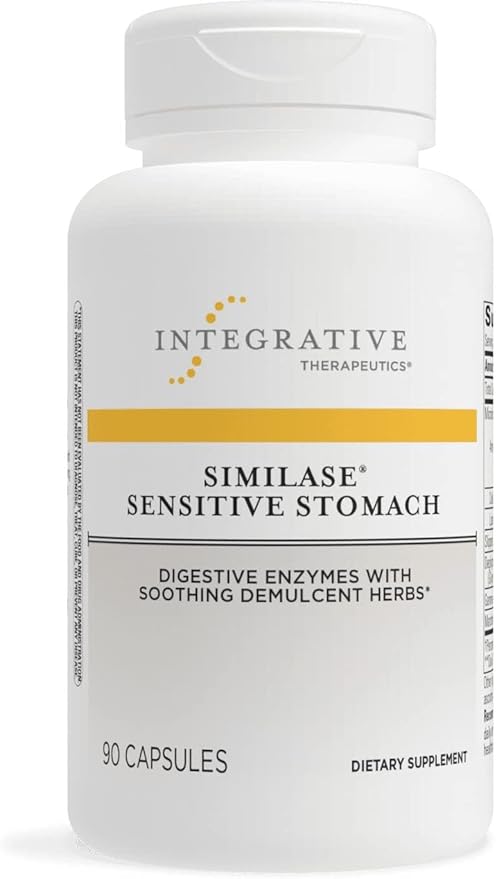 Integrative Therapeutics Similase Sensitive Stomach - Digestive Enzymes with Soothing Herbs* - with Marshmallow, Slippery Elm, & Licorice Root - Dairy Free - 90 Vegetable Capsules