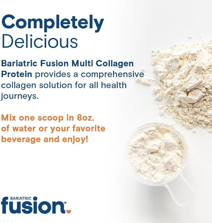 Bariatric Fusion Unflavored Multi Collagen Protein Powder | Hydrolyzed Collagen Peptides Powder Plus Joint Support Complex of MSM and Glucosamine | Type 2 | Dairy, Gluten & Soy Free | 30 Servings
