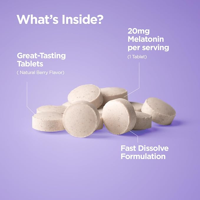 Balancebreens Melatonin 20mg Fast Dissolve Tablets - High Potency, Fast Acting, Natural Sleep Support - Sleep Aids for Adults - Non-Groggy, Drug-Free Formula - 120 Sleeping Pills