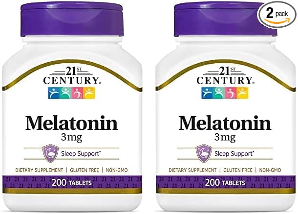 21st Century Melatonin 3 mg Tablets, 200 Count (Pack of 2)