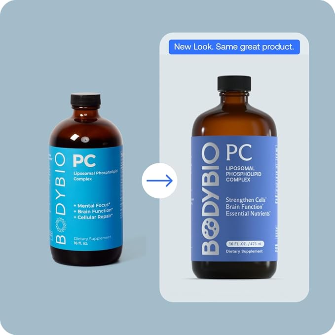 BodyBio Brain Supplement 8 oz - Pure Phospholipid Complex for Healthy Aging | Nootropics Booster | Enhance Focus, Memory, Cellular Repair Phosphatidylcholine for Increased Bioavailability