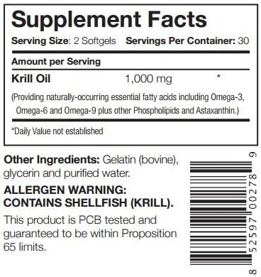 Captains Pure Antarctic Krill Oil Softgels | Omega 3 EPA, DHA with Astaxanthin & Phospholipids| No Additives or Chemicals | 1000mg per Serving, 60 Capsules, 4-Pack