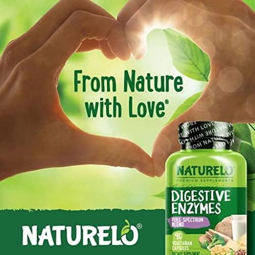 NATURELO Digestive Enzymes - Full Spectrum Support with a Broad Blend of 15 Enzymes Plus Ginger - 90 Vegan Capsules (Pack of 2)