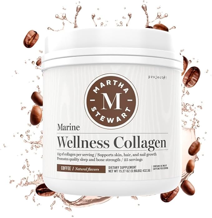 Martha Stewart Collagen Peptides Powder - Multi Collagen for Women | Healthy Supplement for Skin, Hair, Nails, and Bone Strength | 15g Protein | Coffee | 25 Servings